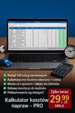 Kalkulator kosztów napraw i usług serwisowych – PRO